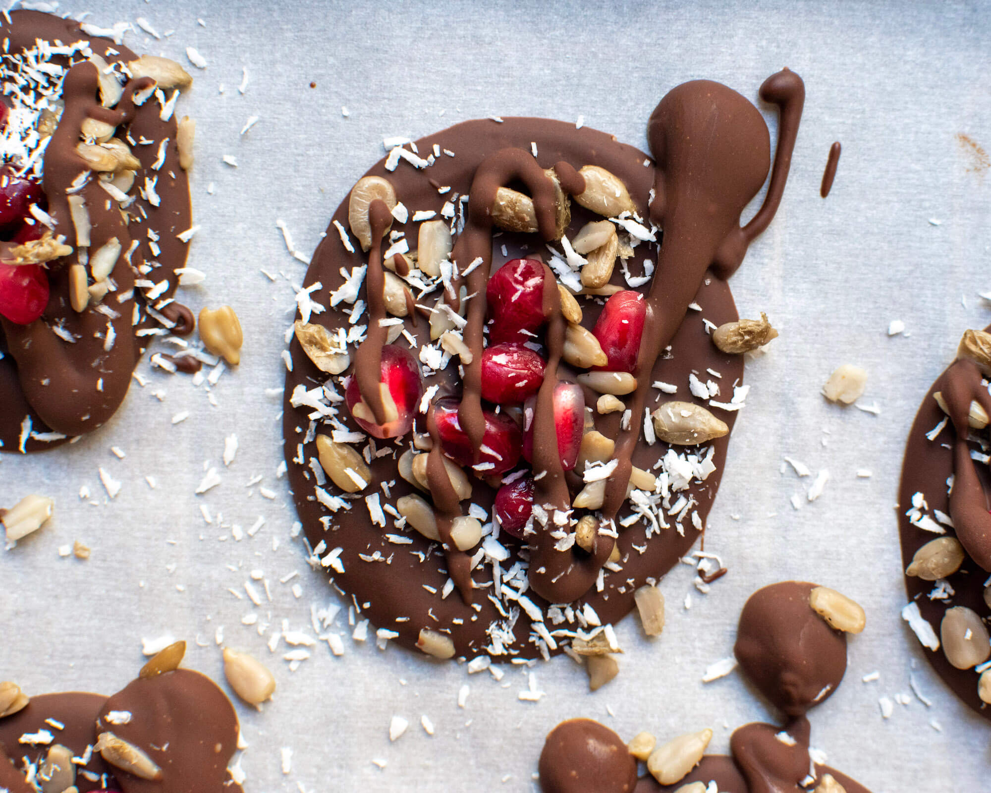 Chocoalte Pomegranate Discs with Go Raw Sprouted Seeds