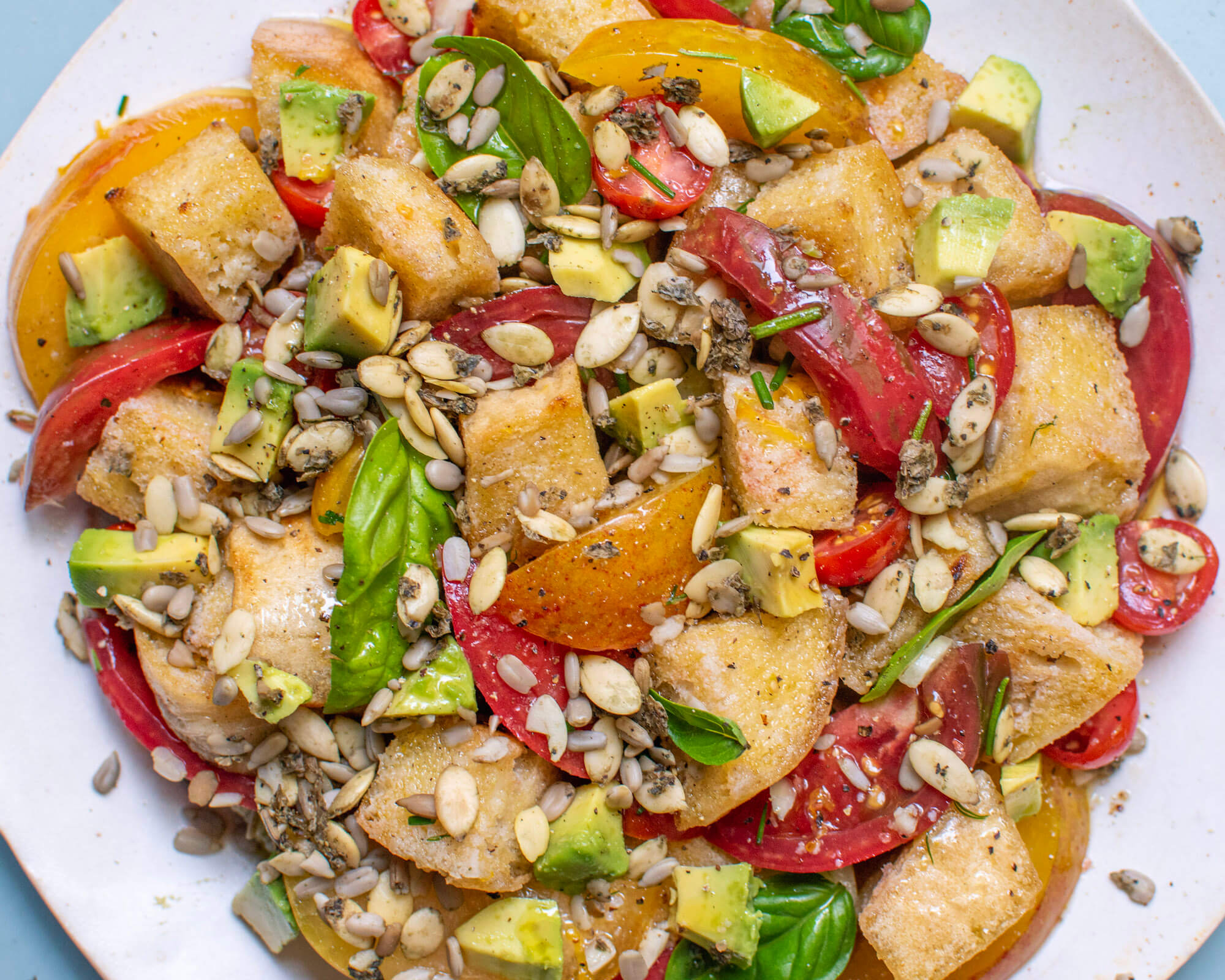Stonefruit &amp; Heirloom Tomato Panzanella
 &ndash; Go Raw