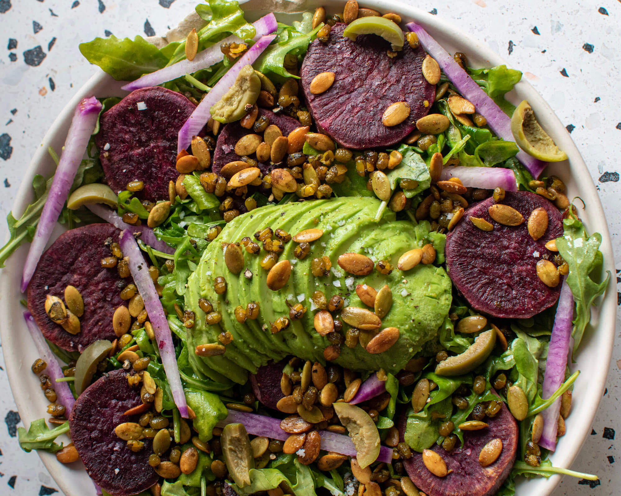 Roasted Vegetable and Purple Potato Salad Recipe