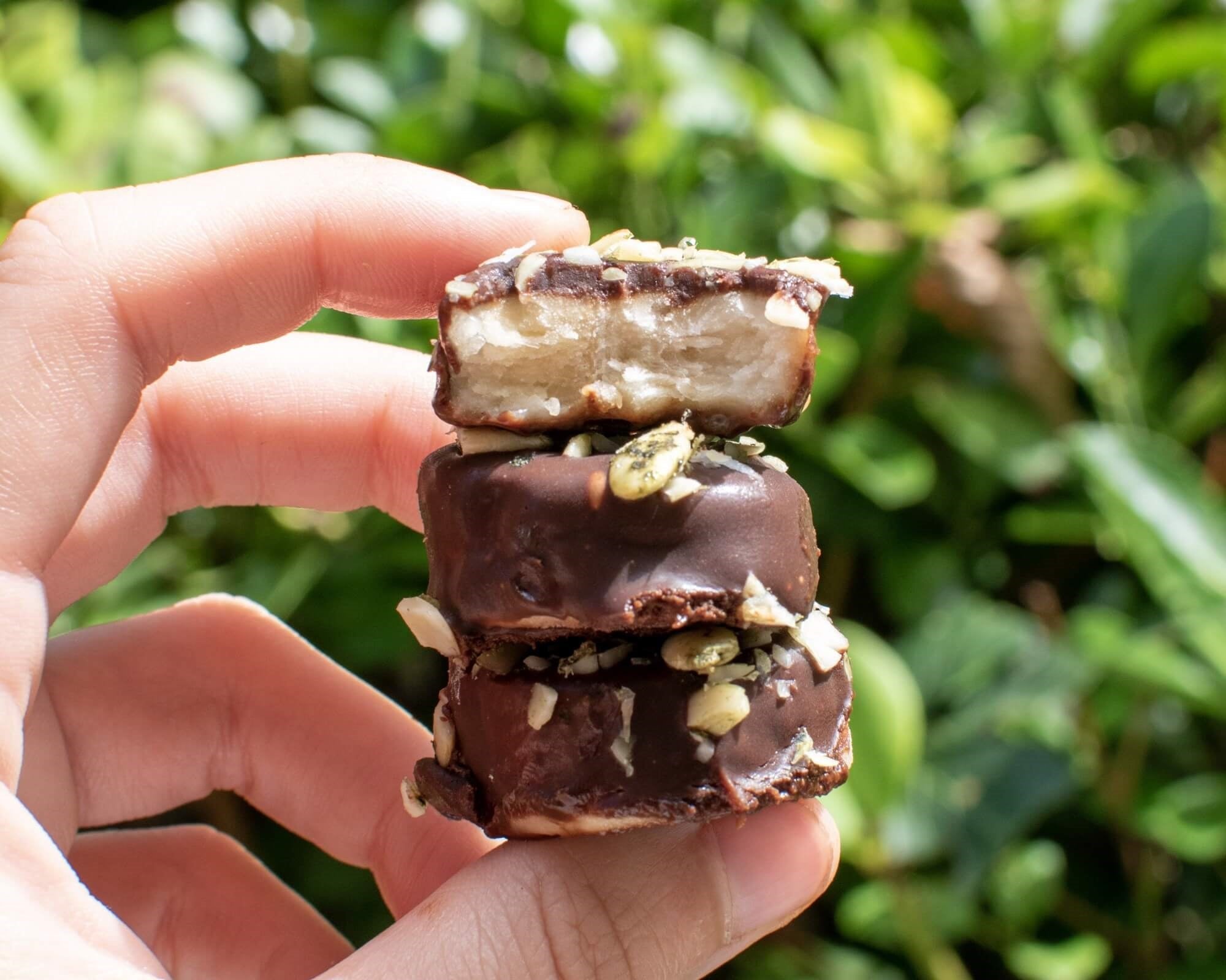 Frozen Chocolate Banana Bites With Pumpkin Seeds & Coconut