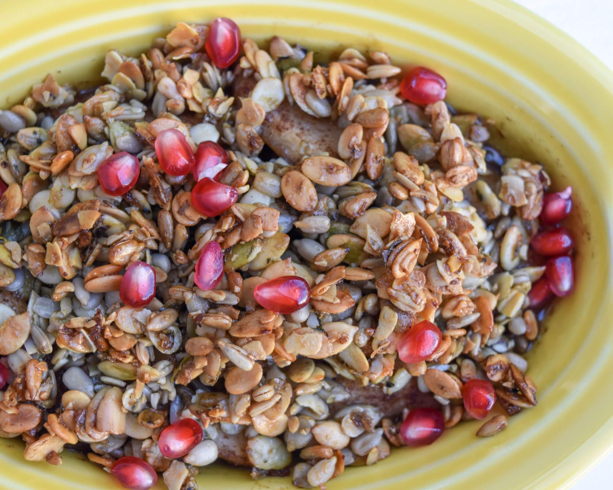 Spiced Pear Crisp with Pomegranate Seeds