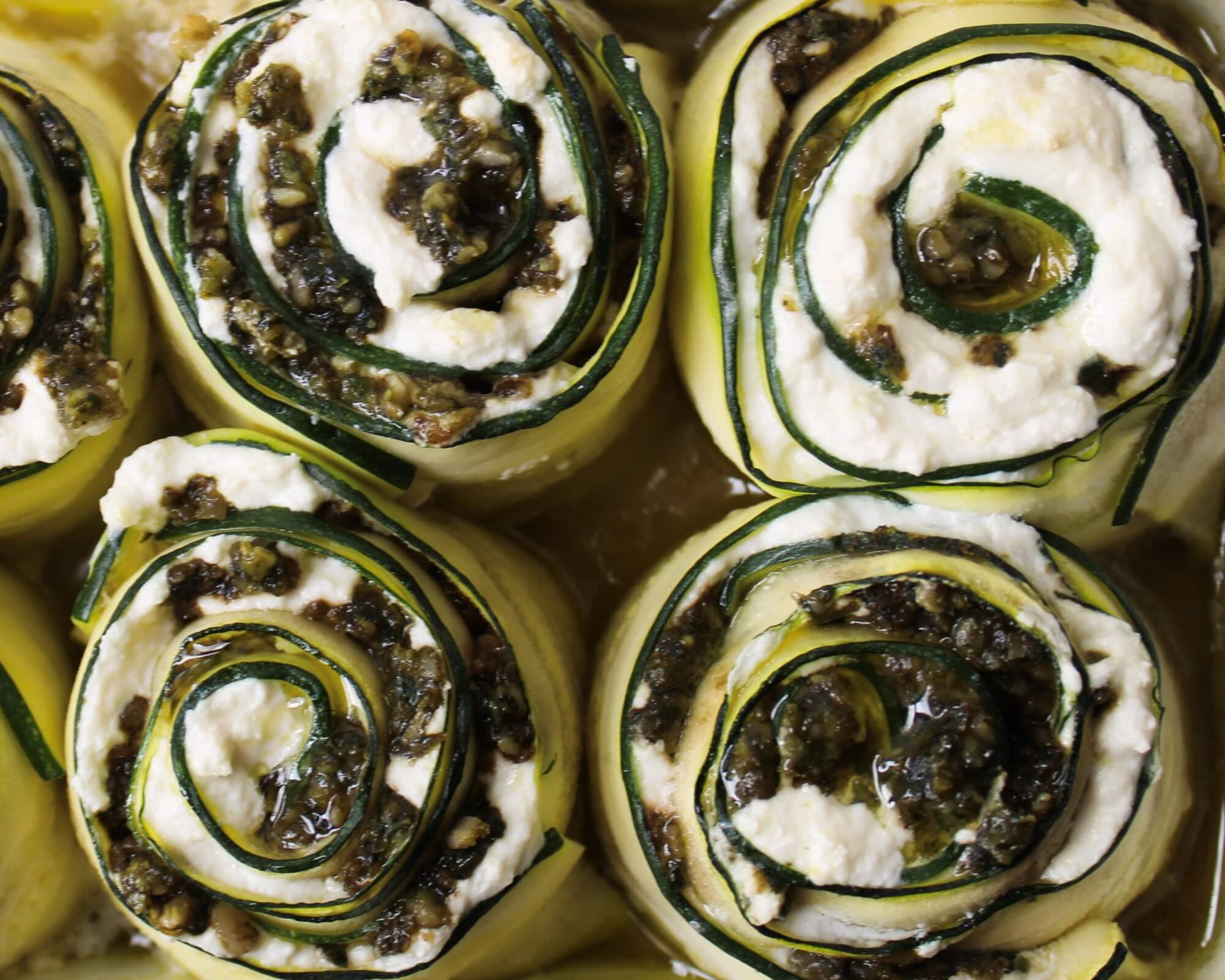 Sunflower Seed Pesto Zucchini Rolls