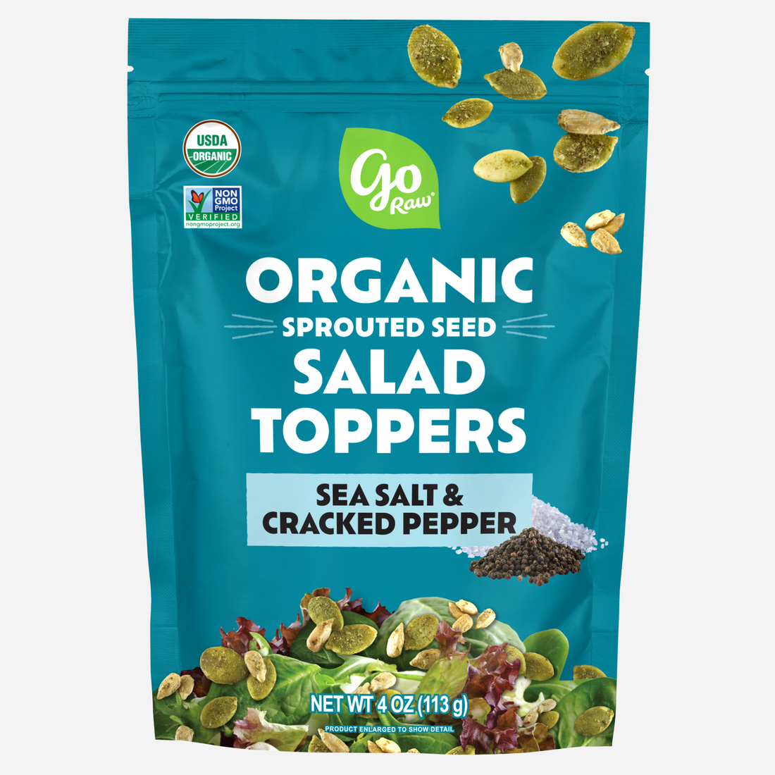 Sea Salt &amp; Cracked Pepper Sprouted Salad Toppers - 6 bags, 4oz Each
