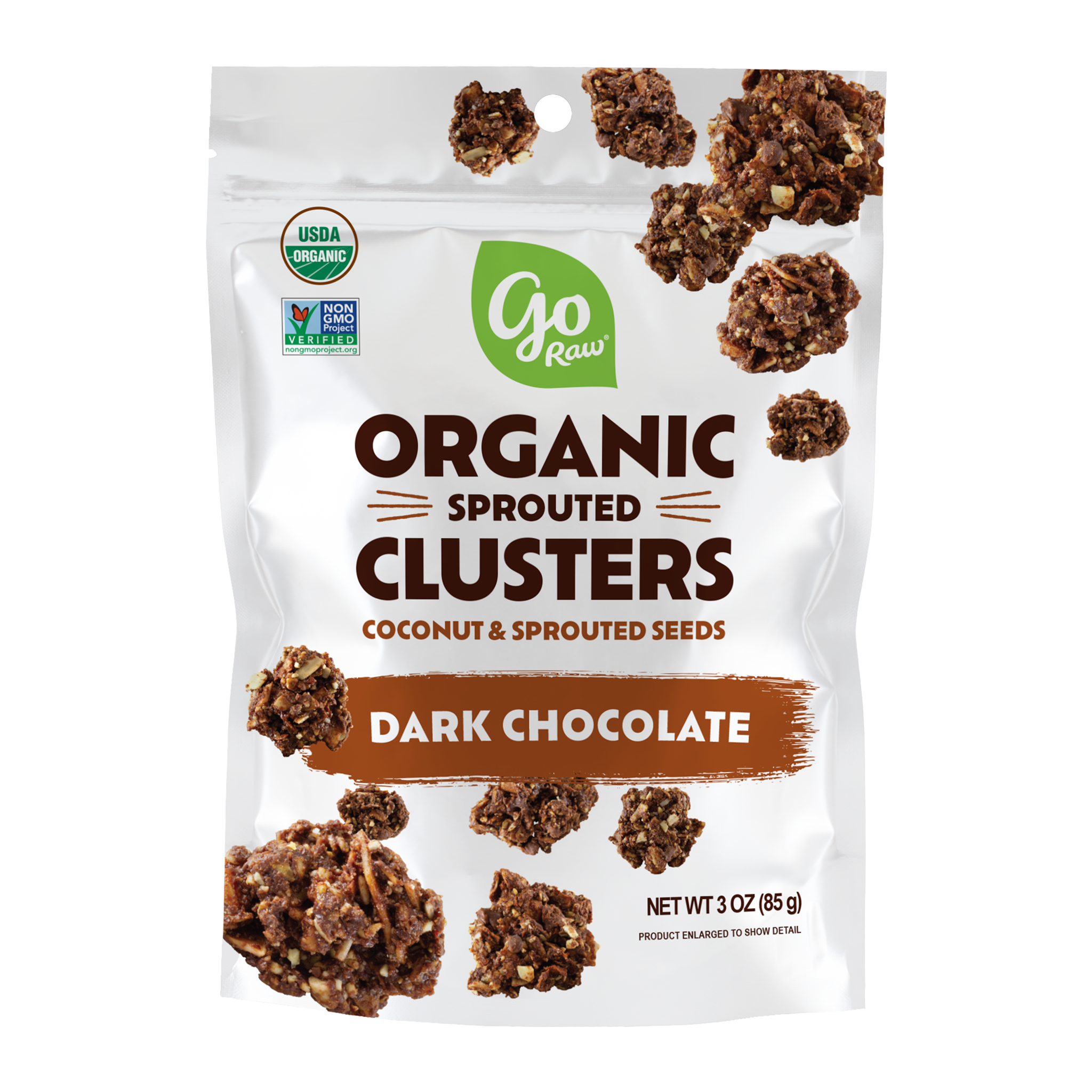 Dark Chocolate Sprouted Seed Clusters - 6 bags, 3oz Each