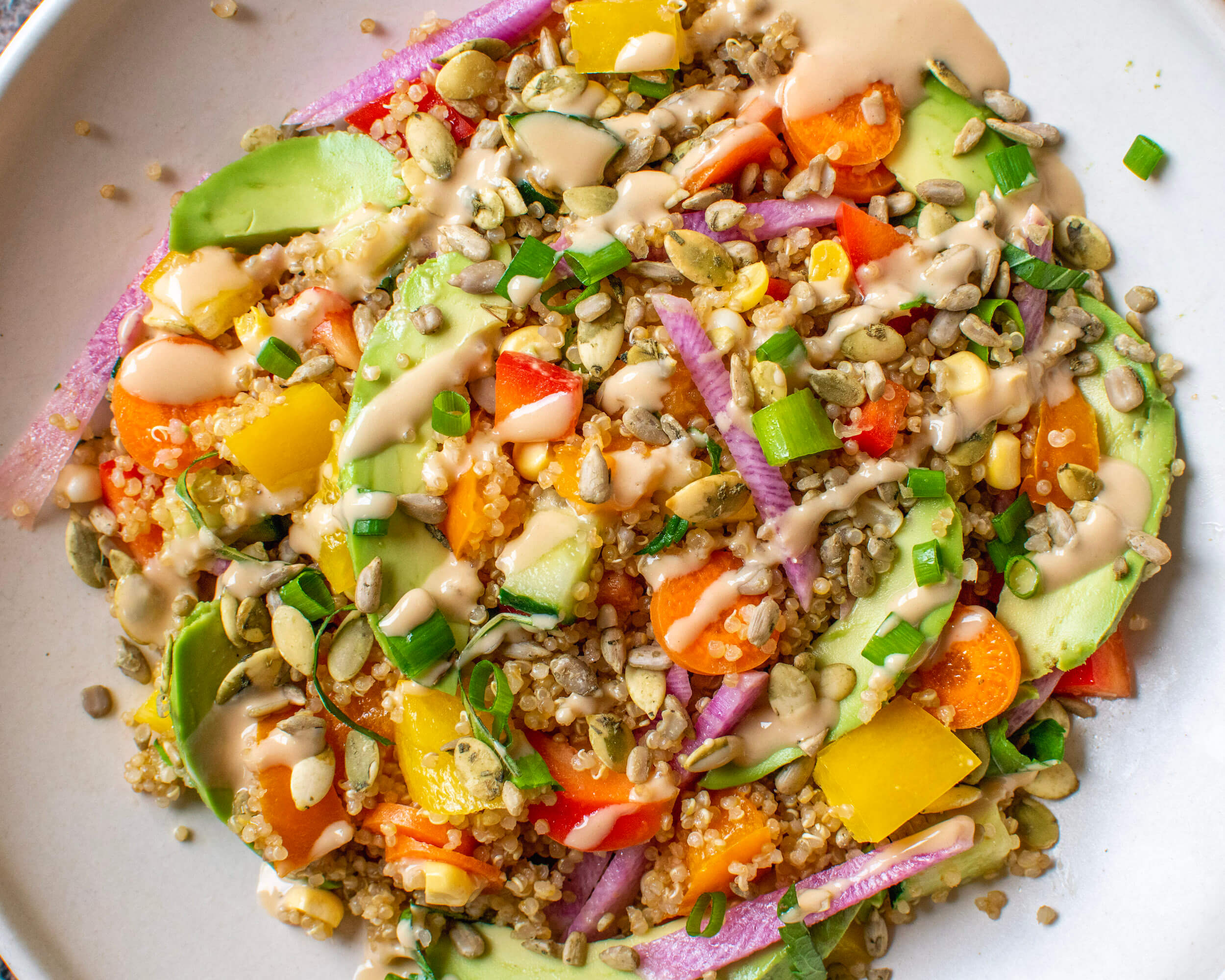 Rainbow Quinoa Salad with Go Raw Salad Toppers