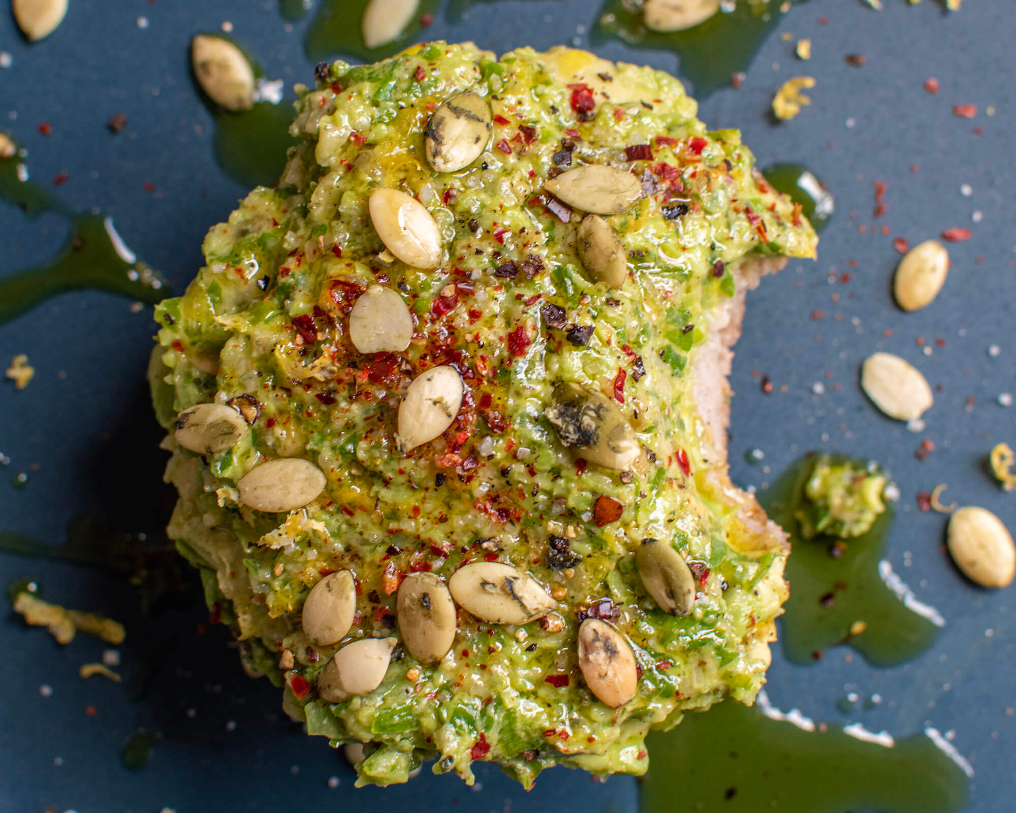 Fava Bean Dip with Lemon, Mint, & Go Raw Sprouted Pumpkin Seeds