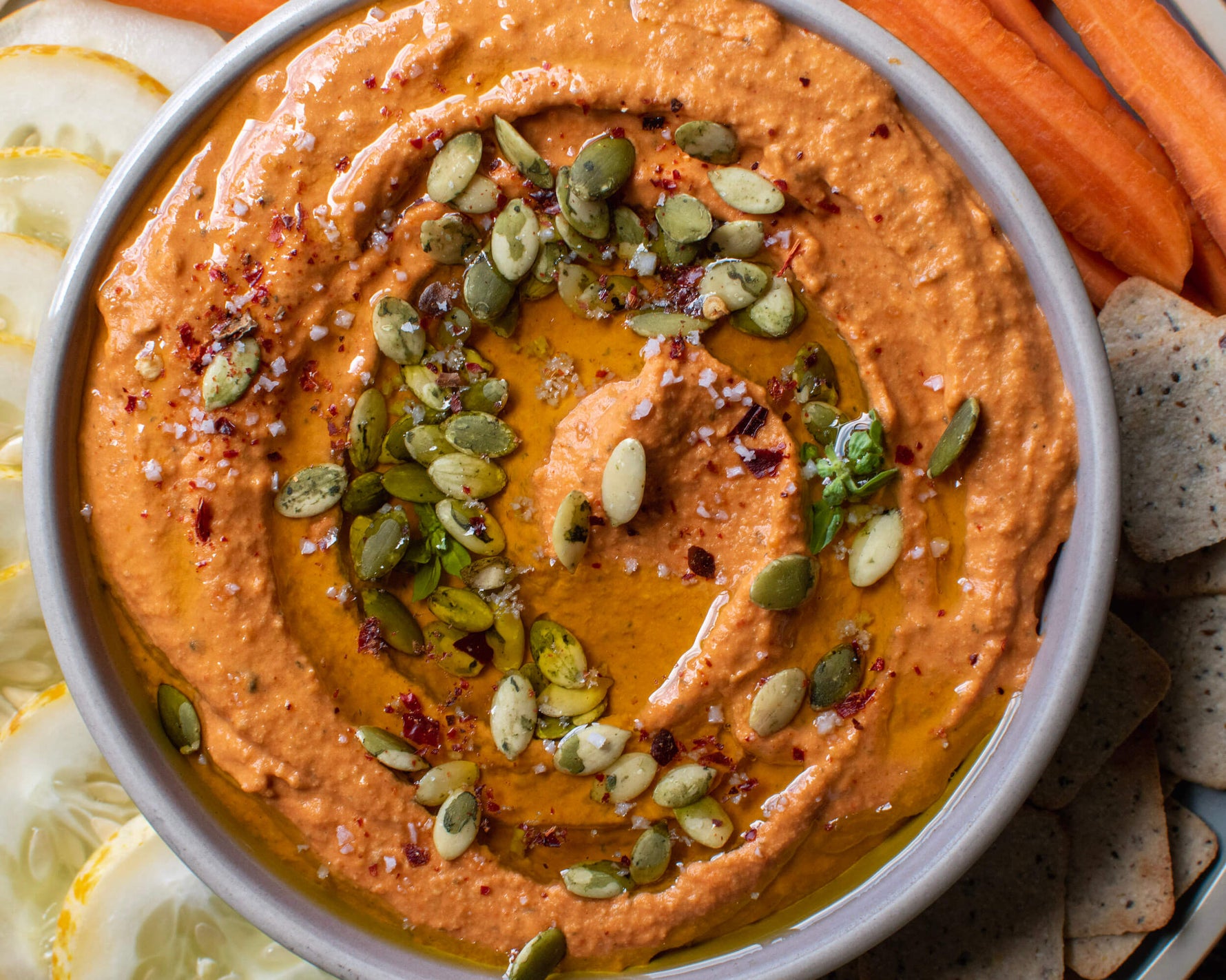 Roasted Red Pepper & Pumpkin Seed Dip Go Raw