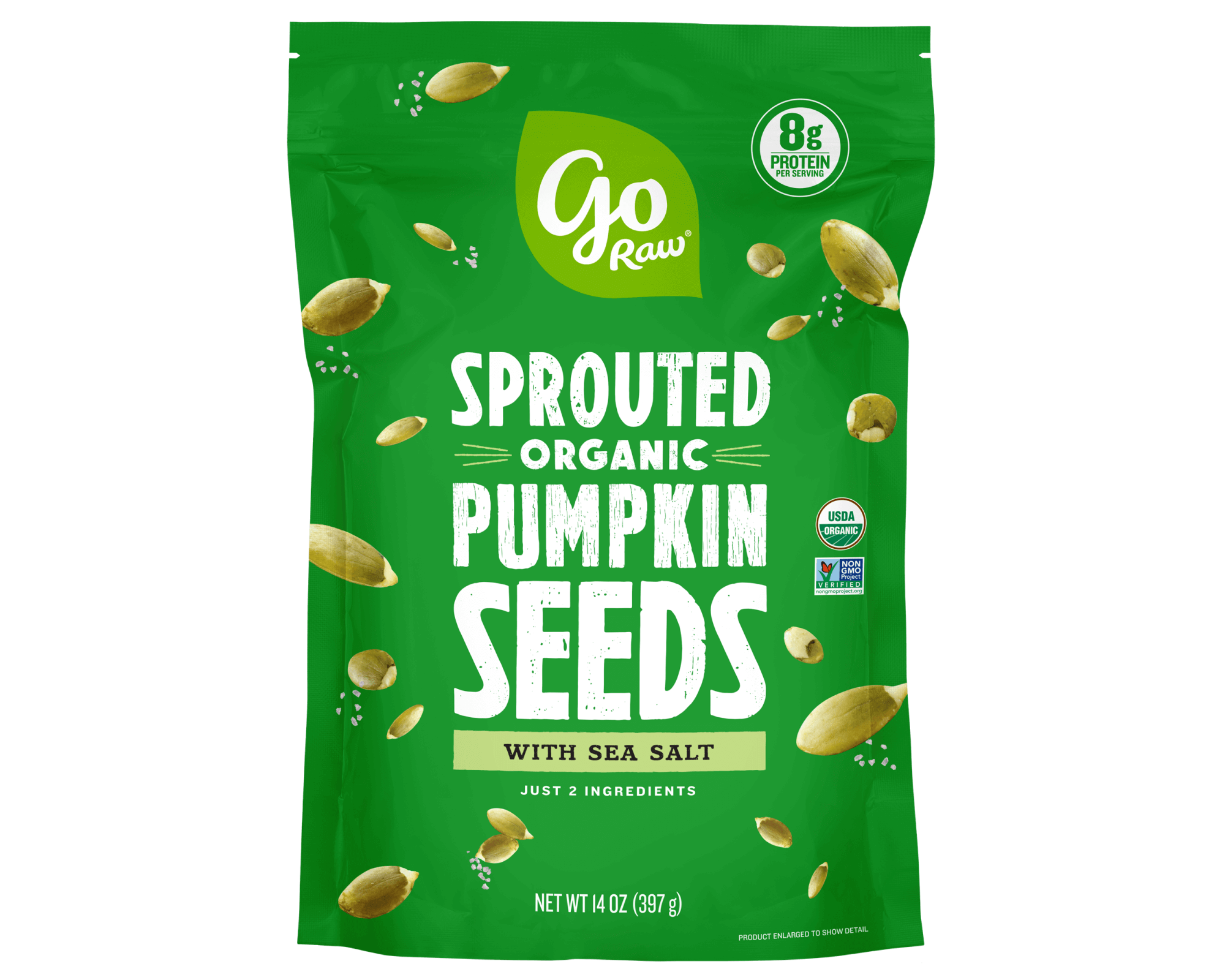 Go Raw Sprouted Pumpkin Seeds with 8g plant-based protein