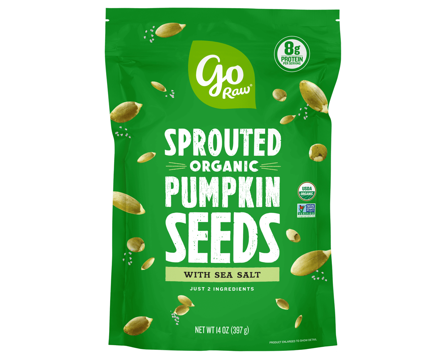 Go Raw Sprouted Pumpkin Seeds with 8g plant-based protein