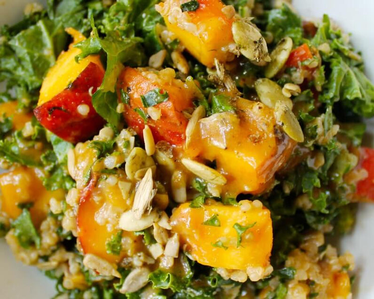 Quinoa, Kale & Peach Salad Go Raw