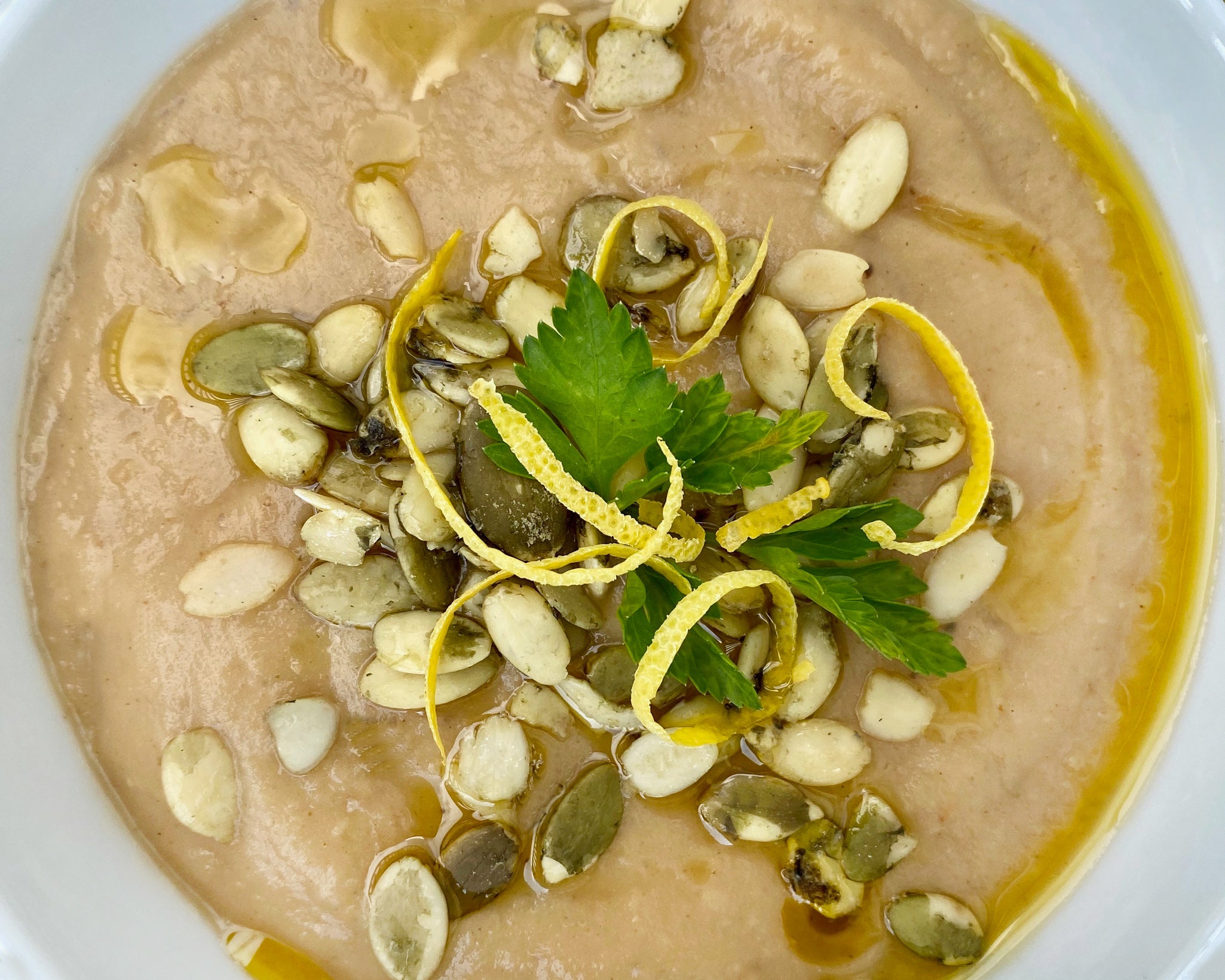 Roasted Parsnip, Garlic & White Bean Soup