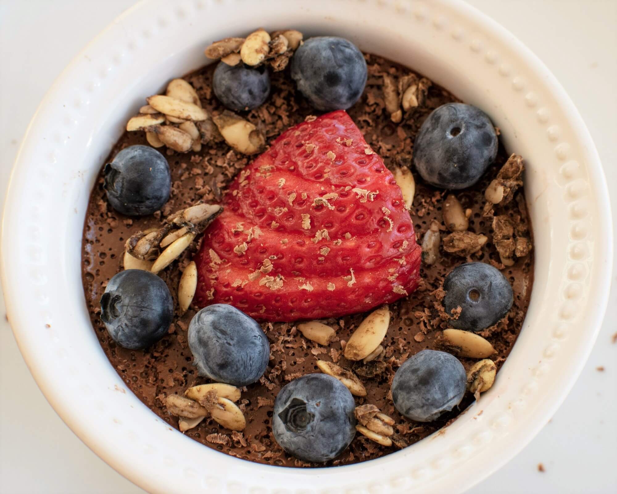 Vegan Chocolate Mousse with Strawberries & Blueberries