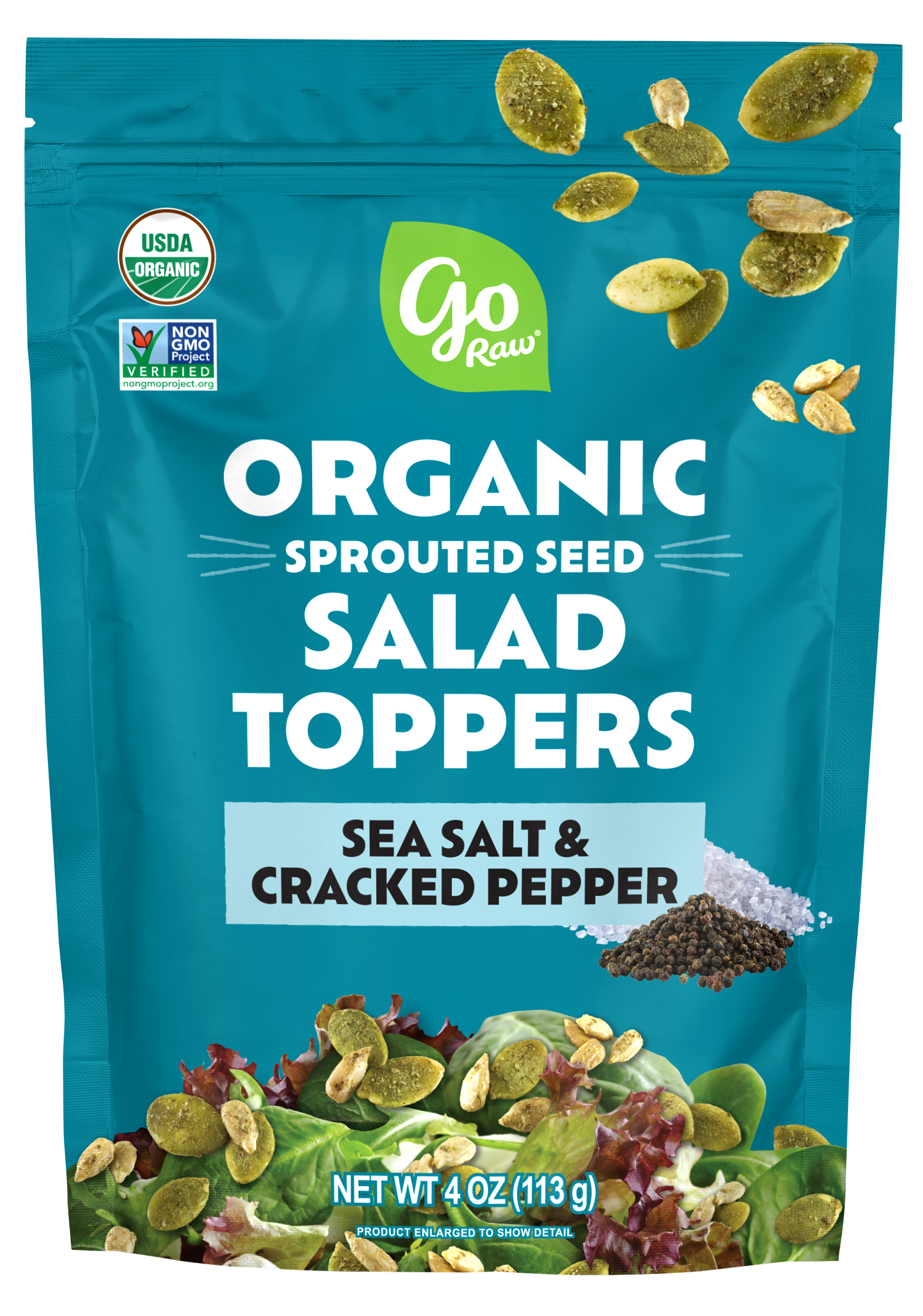 Sea Salt &amp; Cracked Pepper Sprouted Salad Toppers - 6 bags, 4oz Each