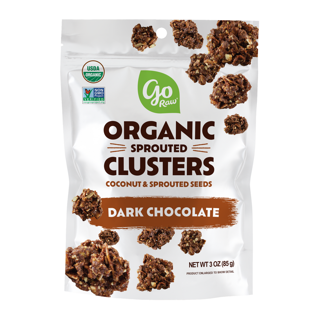 Dark Chocolate Sprouted Seed Clusters - 6 bags, 3oz Each